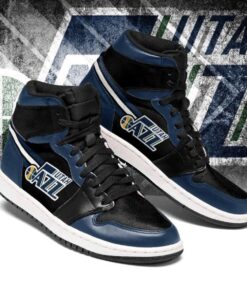 Utah Jazz Black Navy Air Jordan 1 High Sneakers For Fans