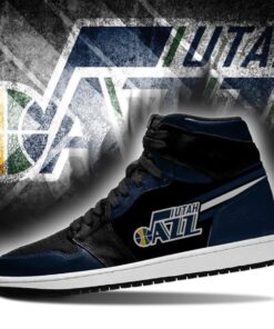 Utah Jazz Black Navy Air Jordan 1 High Sneakers For Fans 3