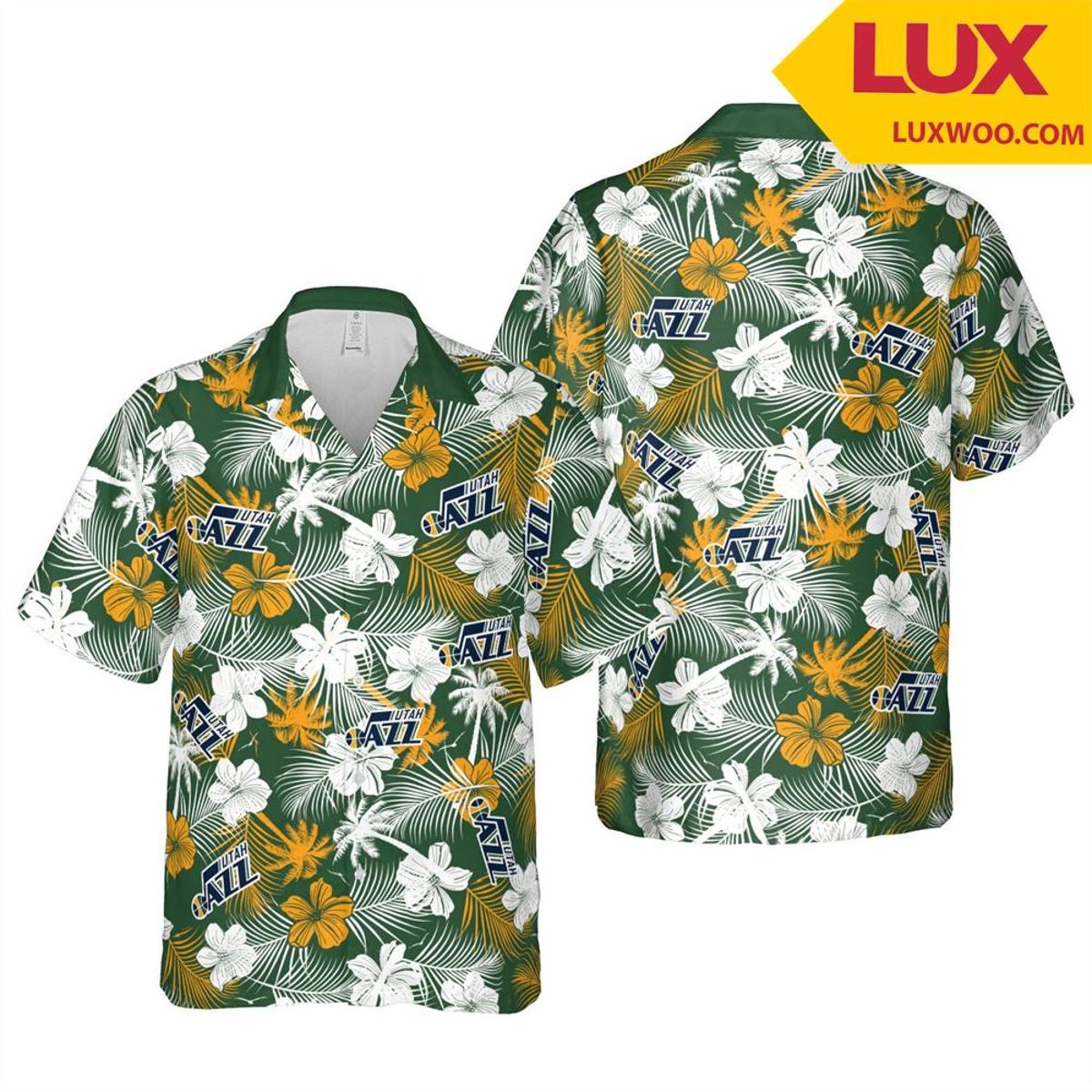 Nba Utah Jazz Blue Beige Floral Aloha Shirt Best Hawaiian Outfit For Fans