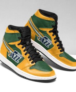 Utah Jazz Yellow Green Air Jordan 1 High Sneakers Gift