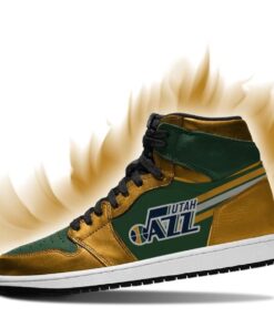 Utah Jazz Yellow Green Air Jordan 1 High Sneakers Gift 3