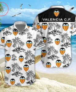 Valencia Cf Logo Black White Tropical Aloha Shirt Best Gift Ideas