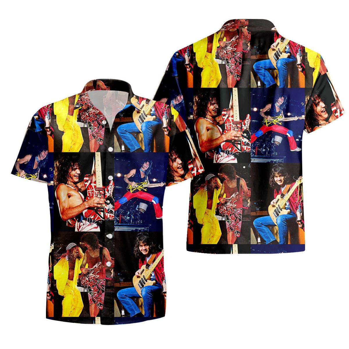 Van Halen Vintage Floral Tropical Hawaiian Shirt Gifts Idea For Fans