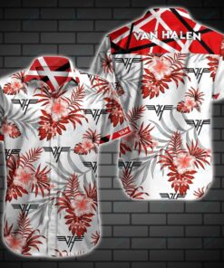 Van Halen Tropical Flower White Hawaiian Shirt Best Vintage Shirt For Fans