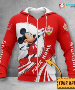 Vfb Stuttgart Custom Name Mickey Zip Hoodie Best Gift For Fans