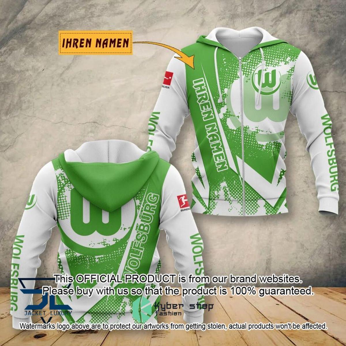 Vfl Wolfsburg Green White Zip Hoodie Gift For Fans