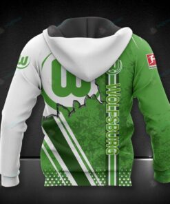 Vfl Wolfsburg Green White Zip Hoodie Gift For Fans