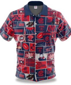 Vintage Cheap Melbourne Demons Dark Blue Red Hawaiian Shirt Best Gifts For Afl Fans