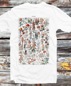 Vintage Fleurs Flower Kinds Drawing Painting T Shirt For Plants Lovers