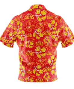 Vintage Gold Coast Suns Red Floral Tropical Aloha Shirts Best Gifts For Fans 2