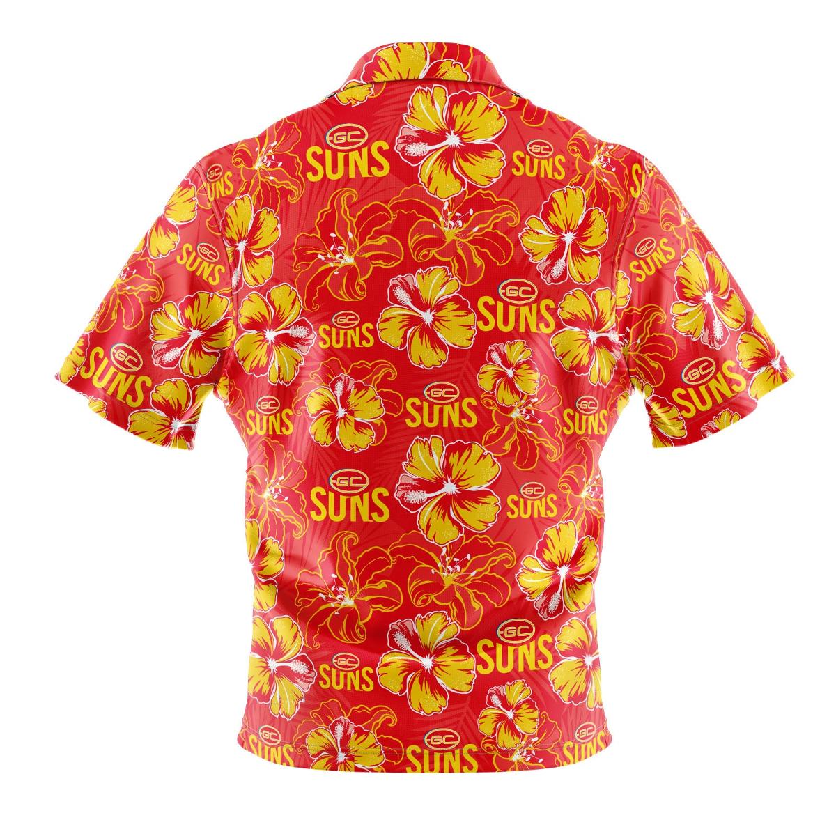 Vintage Gold Coast Suns Red Floral Tropical Aloha Shirts Best Gifts For Fans