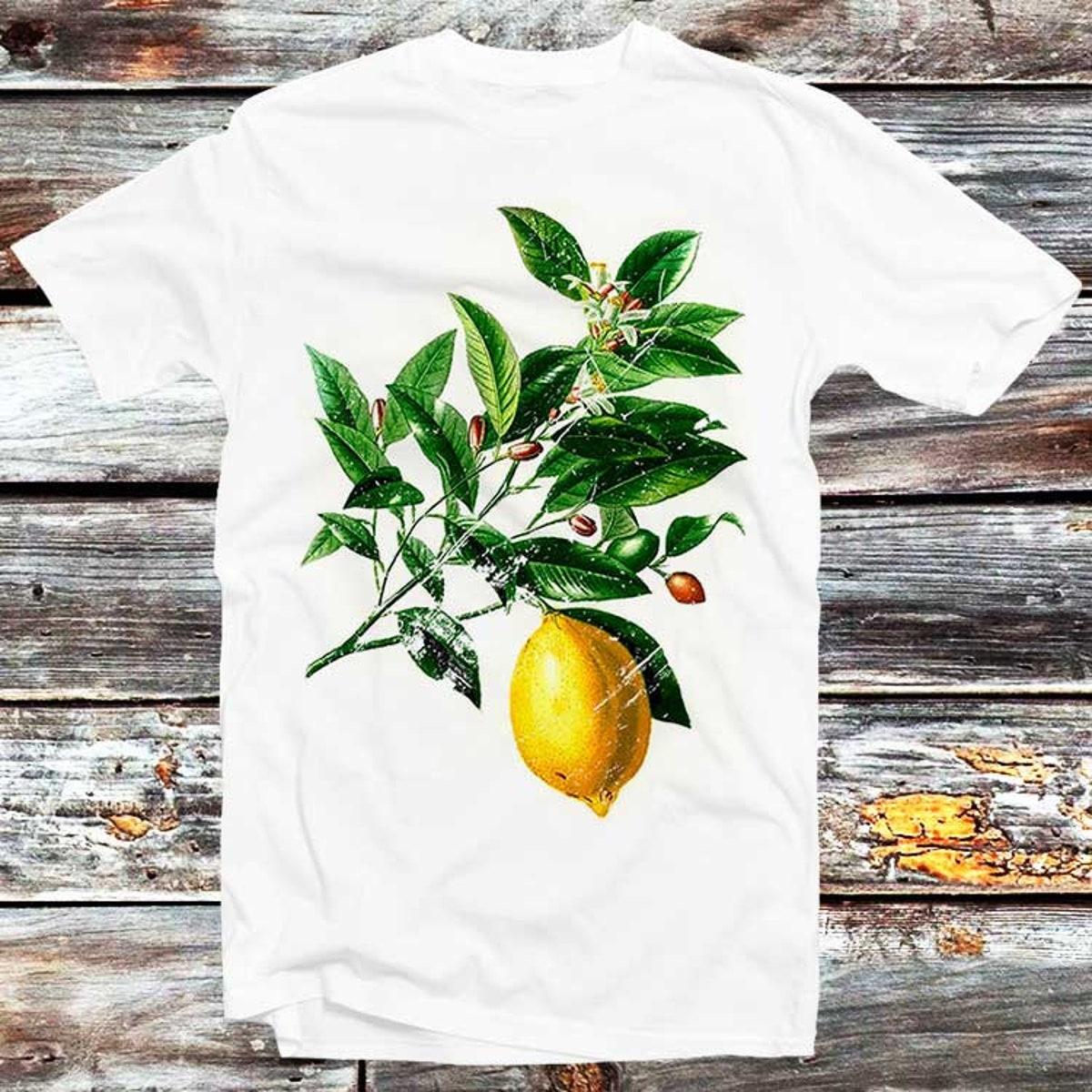 Vintage Lime Flower & Lemon Fruit T-shirt Plants Lovers Gifts