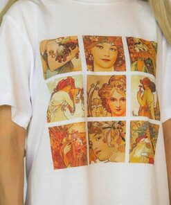 Vintage Style Alphonse Mucha Artwork T-shirt Gifts For Family Friends