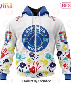 Washington Wizards Custom Name Number Autism Awareness Zip Up Hoodie For Fans 1