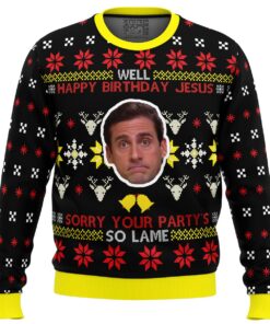 Well Happy Birthday Jesus The Office Series Ugly Christmas Sweater Funny Gift For Fans