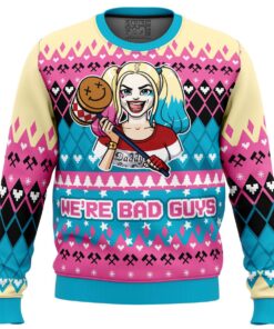 Were Bad Guys Harley Quinn Best Ugly Christmas Sweater Gift For Dc Comics Fans 1