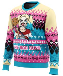 Were Bad Guys Harley Quinn Best Ugly Christmas Sweater Gift For Dc Comics Fans 2