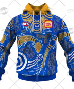 West Coast Eagles Custom Name Number 2022 Indigenous Guernsey Zip Hoodie Best Gift For Fans