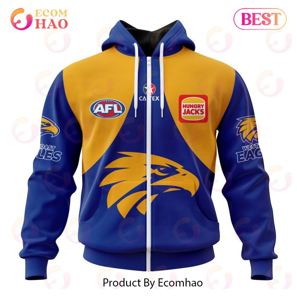 West Coast Eagles Custom Name Number 2023 Clash Guernsey Zip Hoodie Funny Gift For Fans