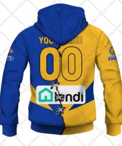 West Coast Eagles Custom Name Number Mix Guernsey Blue Yellow Zip Hoodie