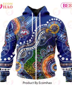 West Coast Eagles Custom Name Number Special Indigenous Zip Hoodie Blue Mix Colour
