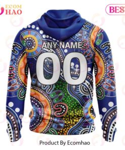 West Coast Eagles Custom Name Number Special Indigenous Zip Hoodie Blue Mix Colour