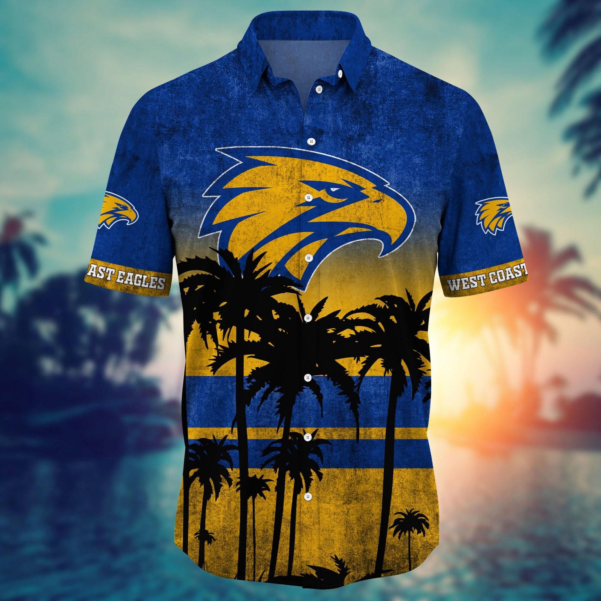 West Coast Eagles Logo Vintage Tropical Beach Hawaiian Shirt For Men Women