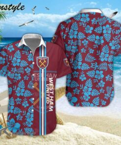 West Ham United Fc Flower Patterns Wine Blue Hawaiian Shirt Best Gift Ideas
