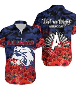 Western Bulldogs Anzac Day Poppy Flowers Aloha Shirt Gifts Ideas