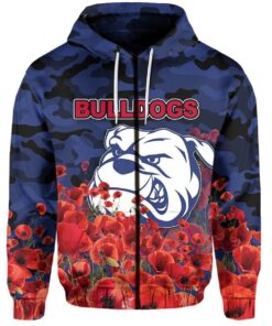 Western Bulldogs Blue Poppy Flowers Zip Hoodie Funny Gift For Fans