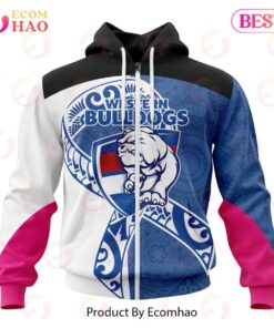 Western Bulldogs Custom Name Number Fight Cancer Zip Hoodie Funny Gift For Fans