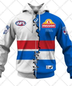 Western Bulldogs Custom Name Number Mix Guernsey Zip Hoodie