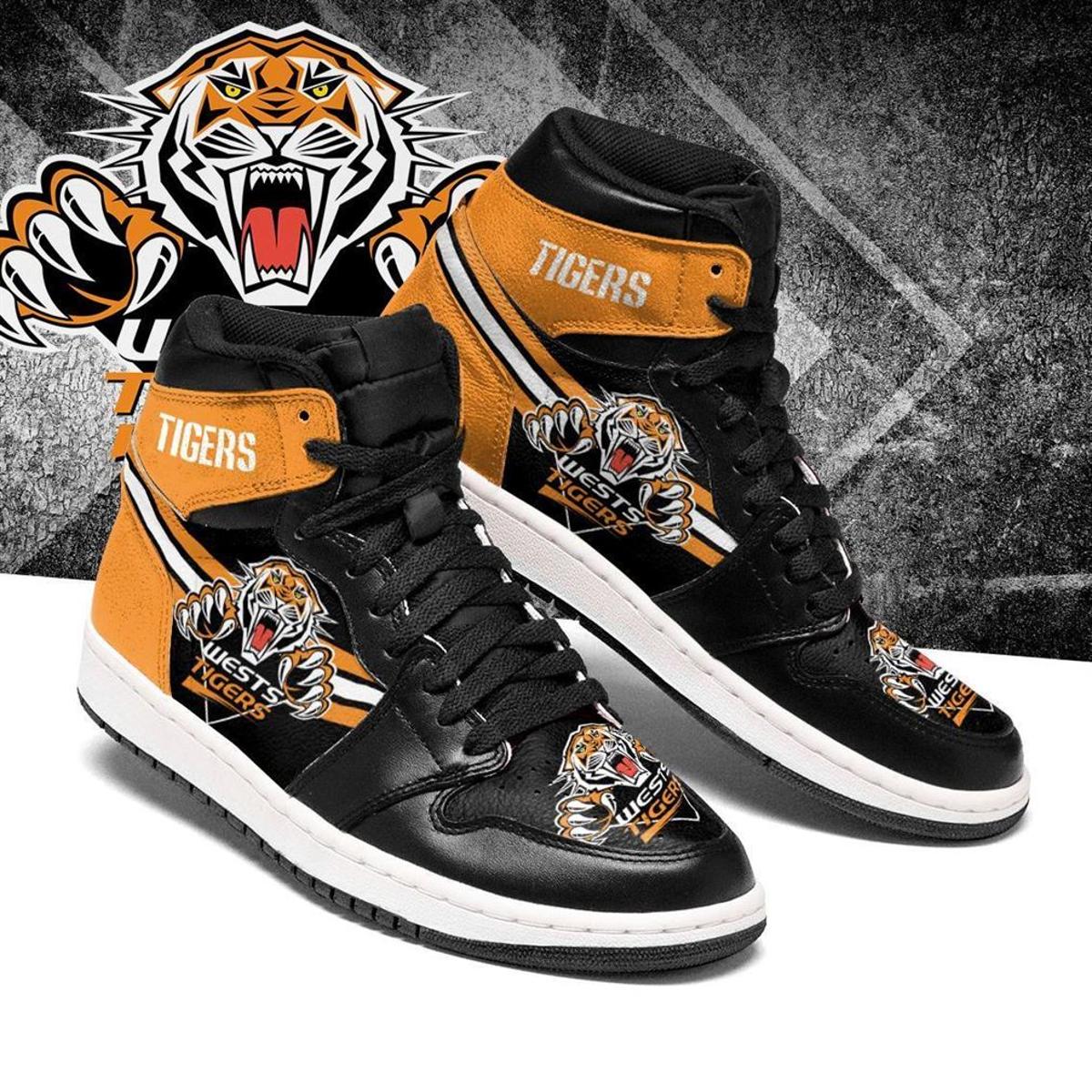 Wests Tigers Orange Air Jordan 1 High Sneakers For Fans