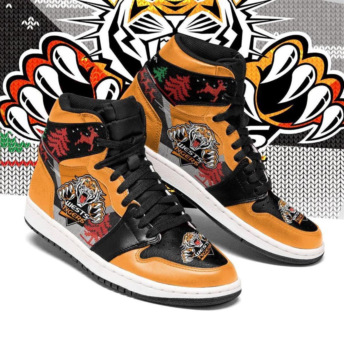 Wests Tigers Jack Skellington Air Jordan 1 High Sneakers For Fans