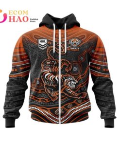 Wests Tigers Custom Name Number Indigenous Mascot Zip Up Hoodie For Men And Women 1