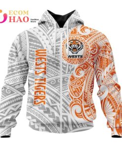 Wests Tigers Custom Name Polynesian Zip Hoodie Funny Gift For Fans