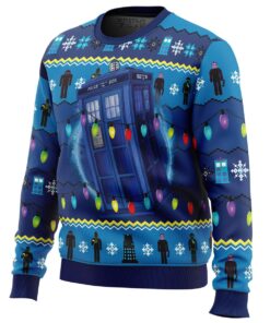 Who’s Outside Doctor Who  Tardis Xmas Lights Ugly Christmas Sweater Gift For Fans