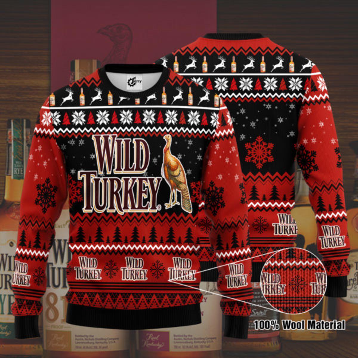 Wild Turkey Its The Most Wonderful Time Ugly Christmas Sweater