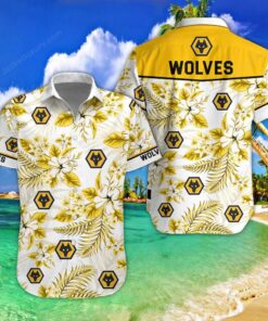 Wolverhampton Wanderers Fc Black Yellow Floral Aloha Shirt Best Outfit For Fans