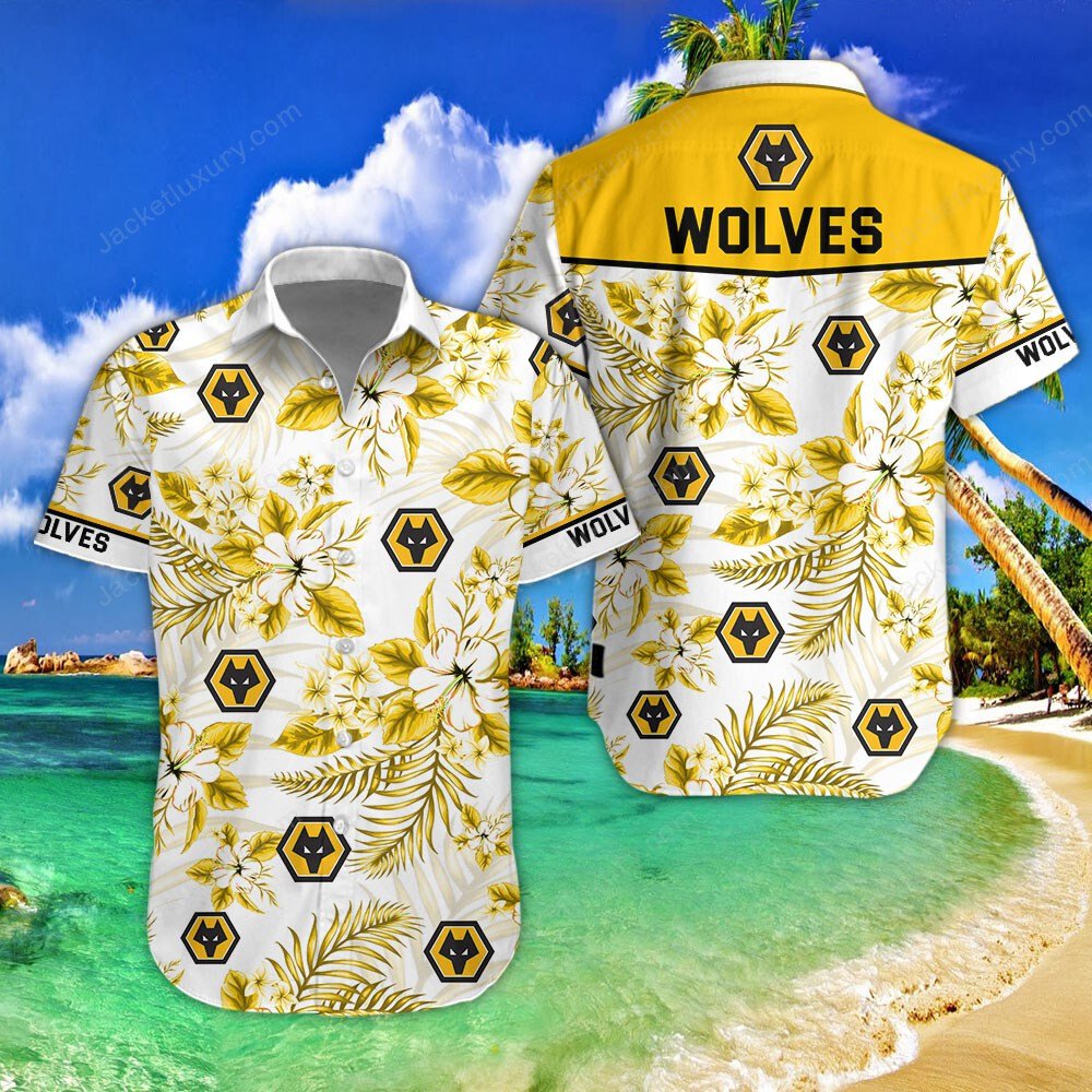 Wolverhampton Wanderers Fc Black Yellow Floral Aloha Shirt Best Outfit For Fans