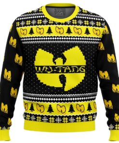 Wu tang Clan Pixel Logo Black Yellow Ugly Christmas Sweater Gift For Hip Hop Fans 1
