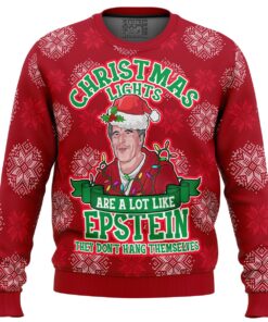 Xmas Lights Are Like Epstein Meme Ugly Christmas Sweater Funny Holiday Gift