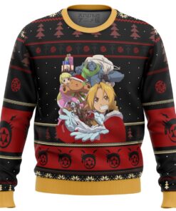 Fullmetal Alchemist Merry Chimera-mas Blue Christmas Sweater Best Ugly Xmas Sweater For Fans