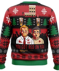 Youve Got Red On You Shaun Of The Dead Mens Ugly Christmas Sweater 2