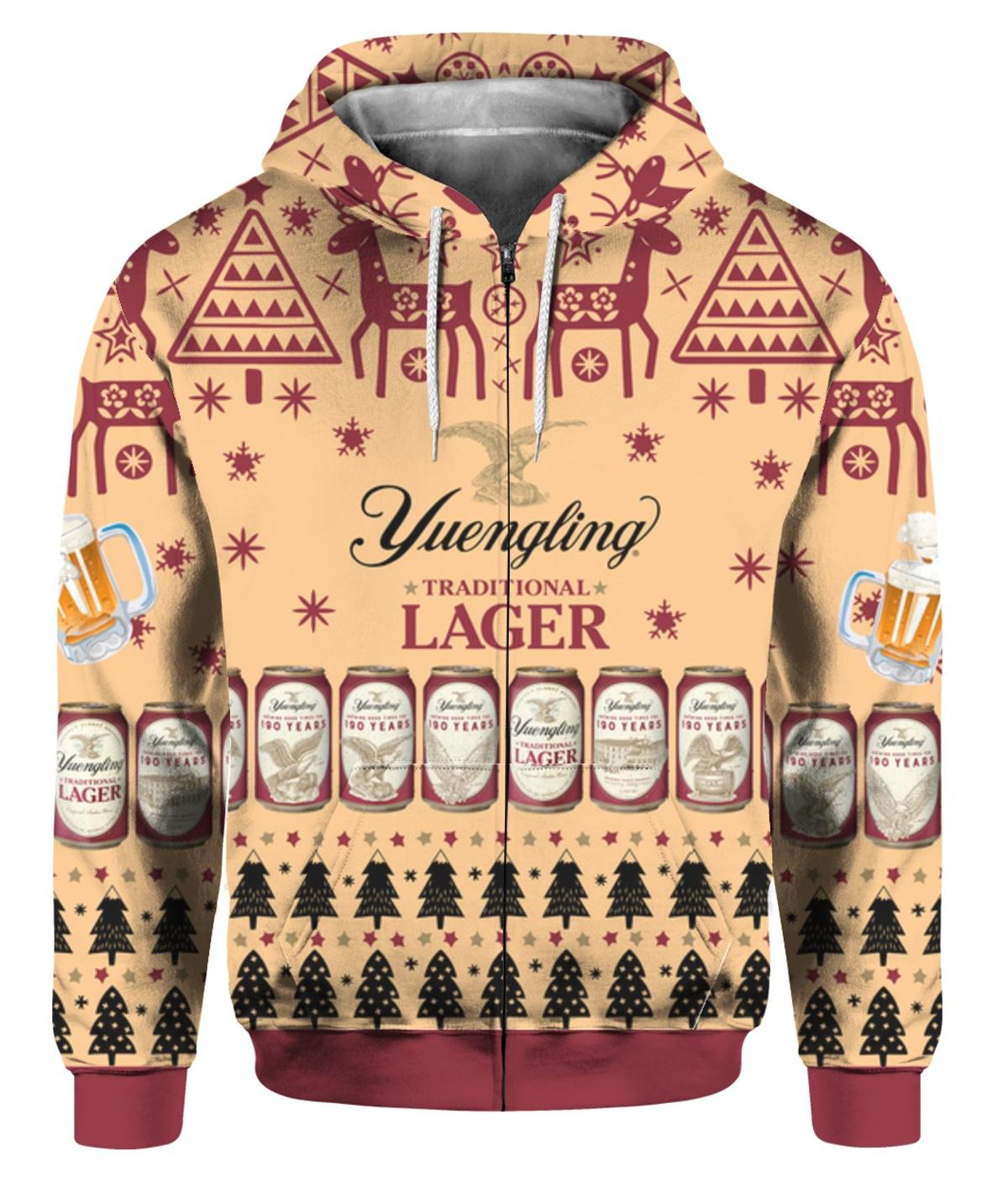 Yuengling Traditional Lager Ugly Christmas Zip Hoodie Gift For Fans