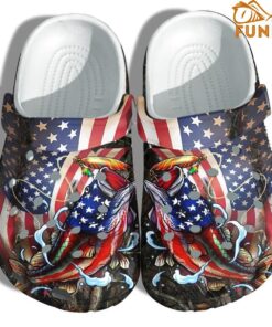 American Flag Hook Fishing Crocs