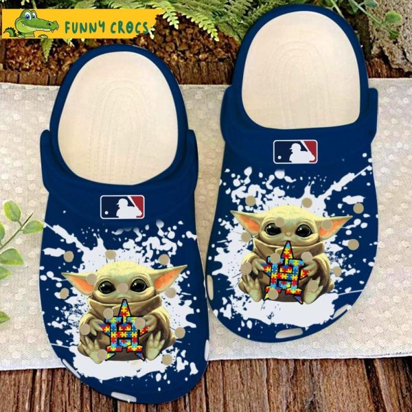 Autism Awareness Mlb Baseball Houston Astros Baby Yoda Crocs Clog Slippers