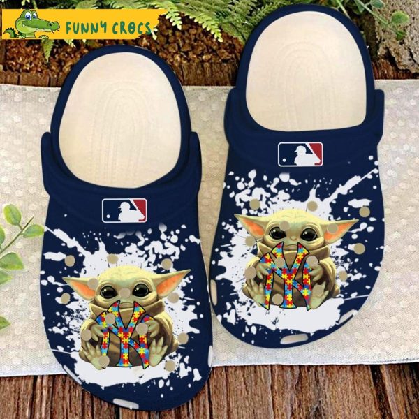 Autism Awareness Mlb Baseball New York Yankees Baby Yoda Crocs Clog Shoes