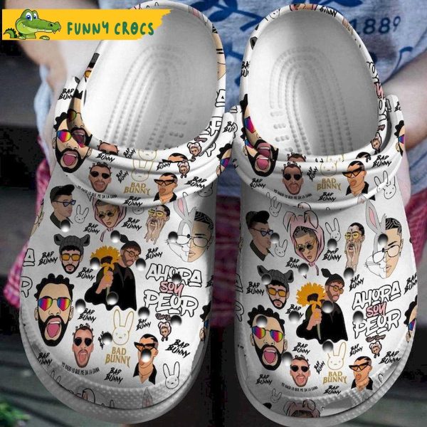 Bad Bunny Pattern Crocs Sandals