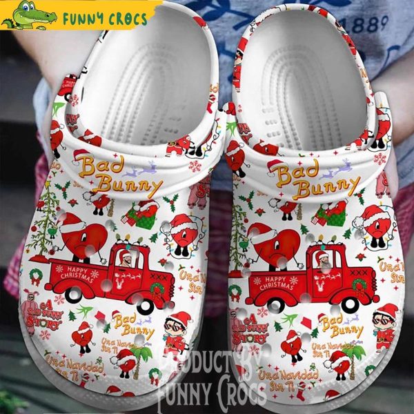 Bad Bunny Truck Christmas White Crocs Shoes